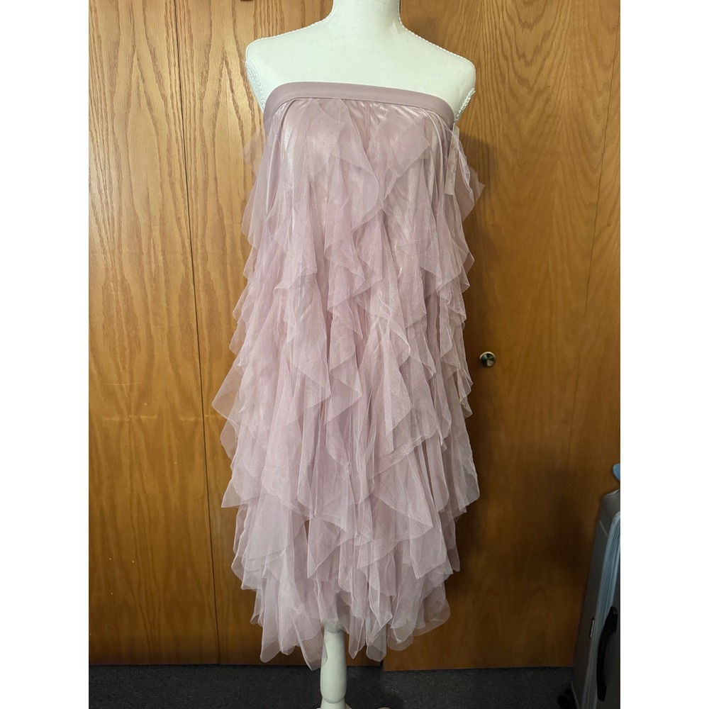 Womens Tulle Tiered Ruffle Maxi Skirt Strapless High Low Mesh Cover Up NWOT - Picture 9 of 10